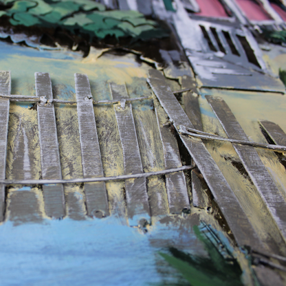3D Schilderij Metaal - Cycle on the beach – 120x80cm