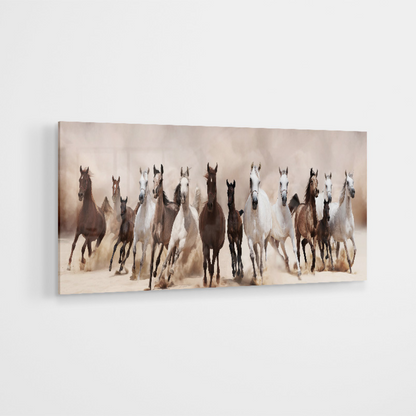 Glasschilderij - Horses - 60x160cm