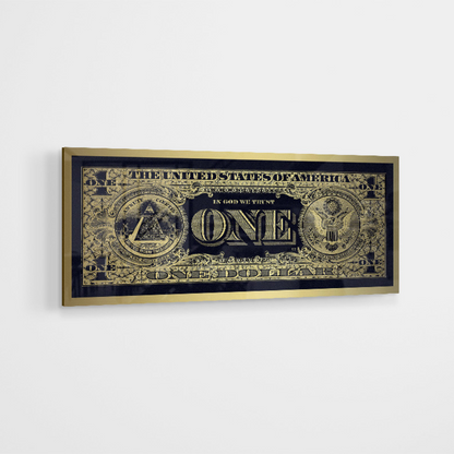 Glasschilderij - Golden dollar - 60x160cm