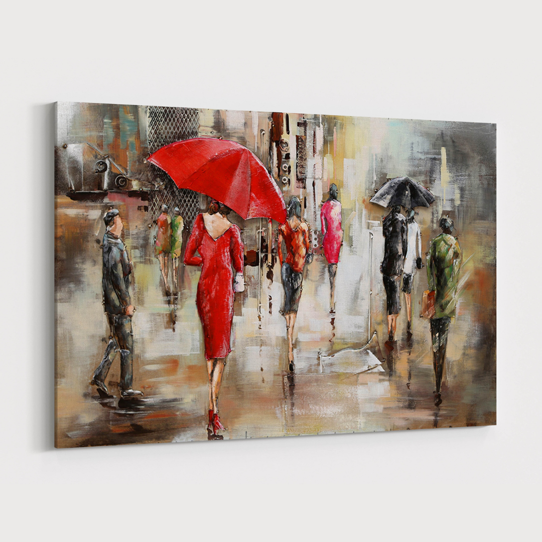 3D Schilderij Metaal - The red umbrella – 120x80cm