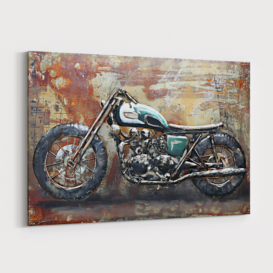 3D Schilderij Metaal - Iron motorbike – 120x80cm