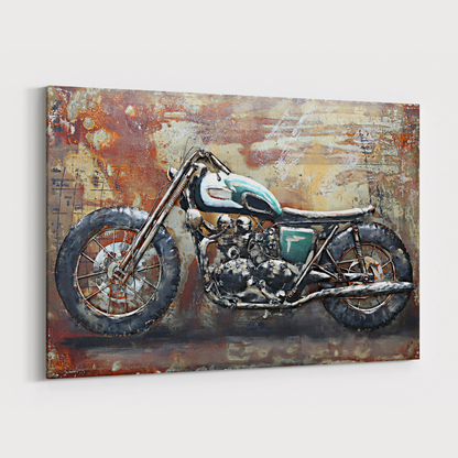 3D Schilderij Metaal - Iron motorbike – 120x80cm