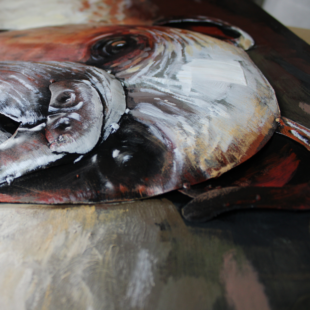 3D Schilderij Metaal - Sir bulldog - 80x80cm