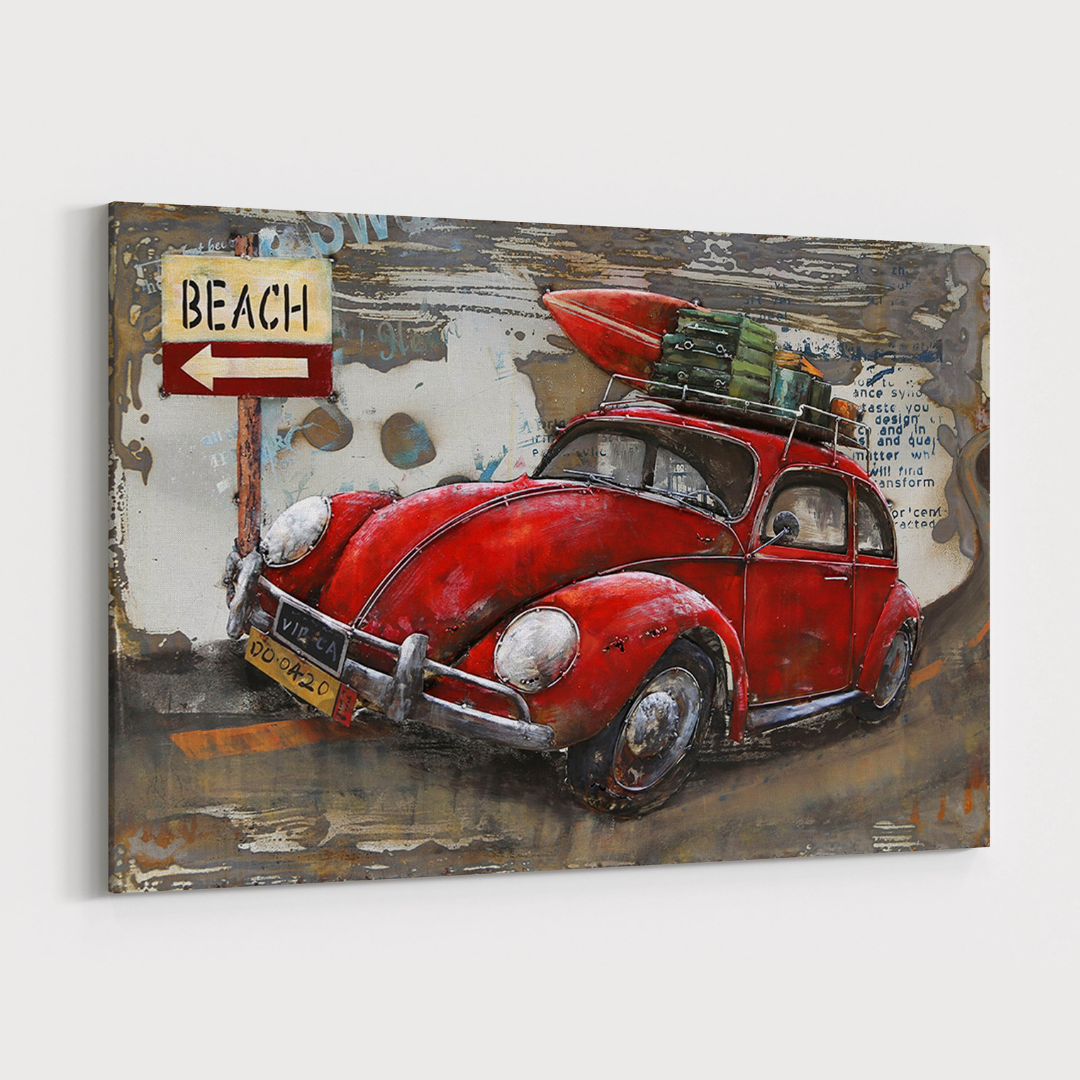3D Schilderij Metaal - Rode kever – 120x80cm