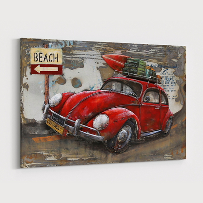 3D Schilderij Metaal - Rode kever – 120x80cm