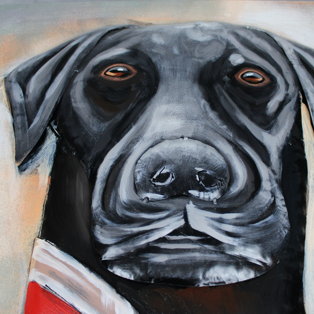 3D Schilderij Metaal - Sir deense dog - 80x80cm