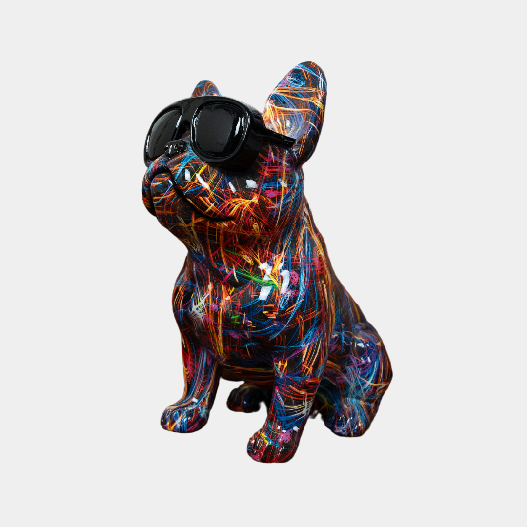Bulldog met bril - Polystone beeldje