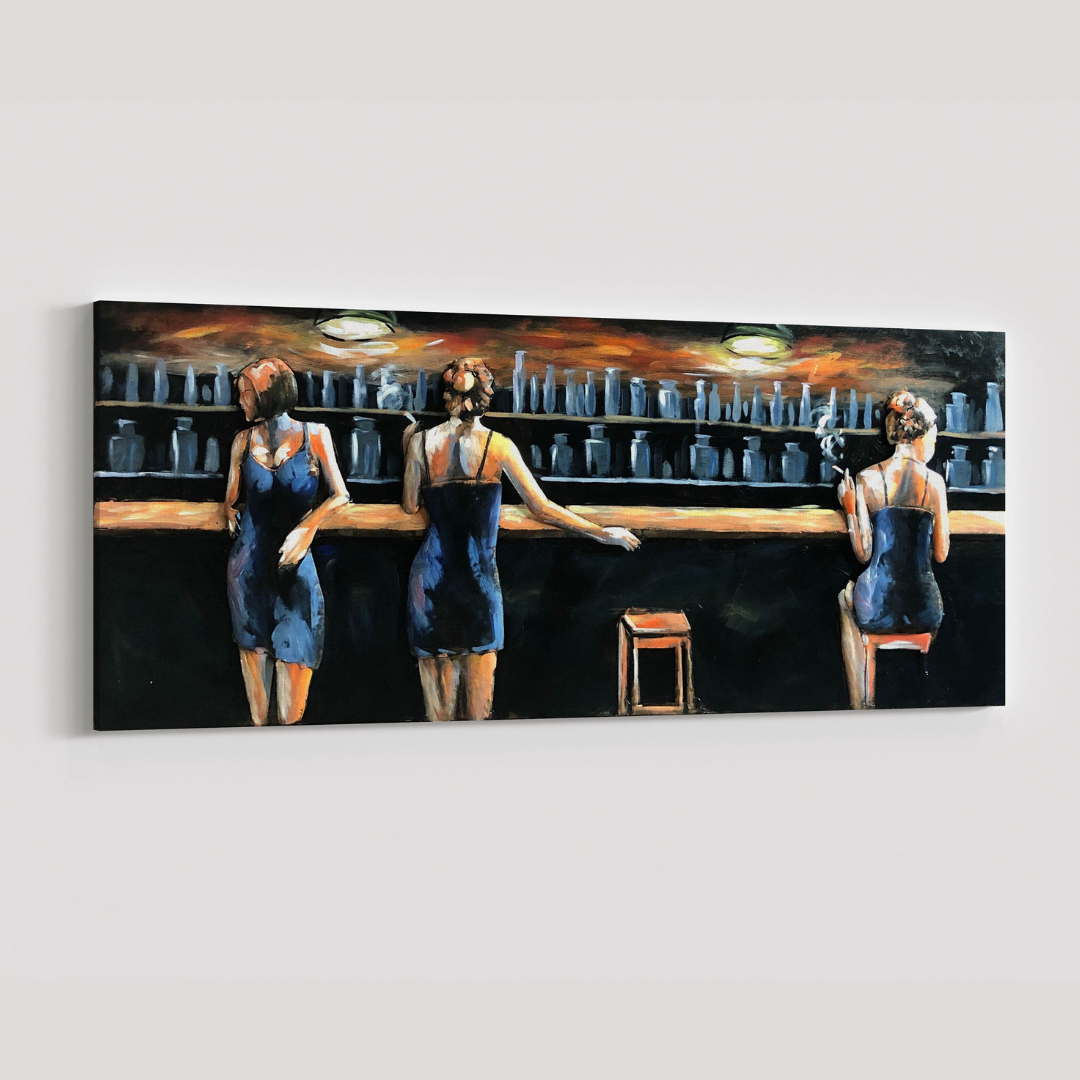 3D Schilderij Metaal - Girls at the bar – 60x150cm