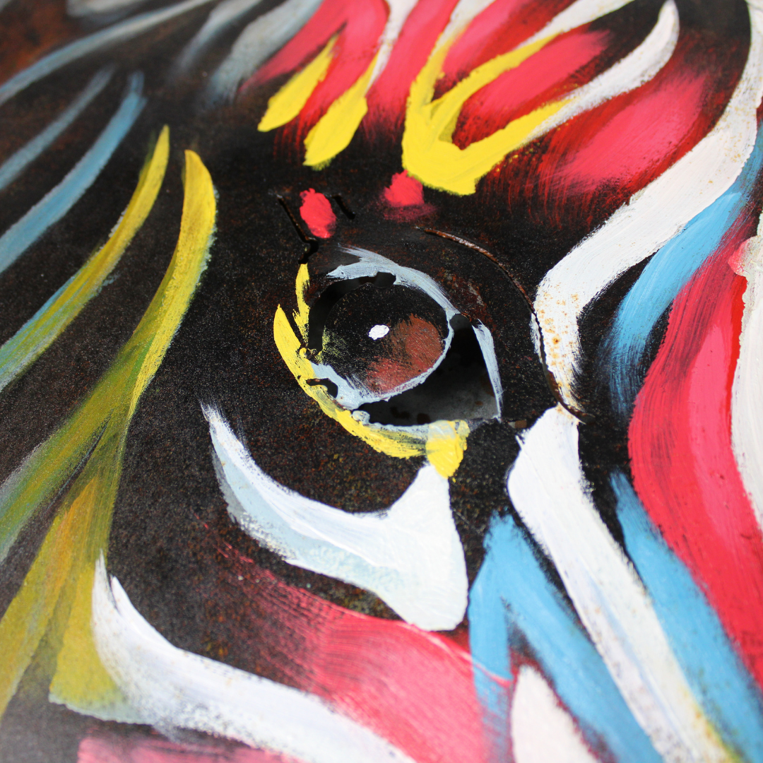 3D Schilderij Metaal - Zebras – 100x100cm