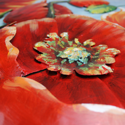 3D Schilderij Metaal - Flowers – 120x80cm