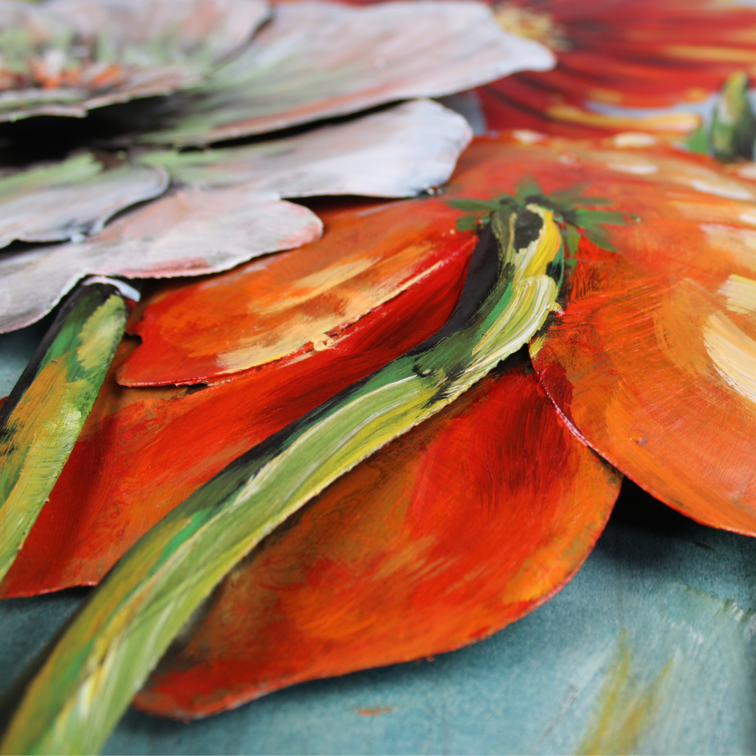 3D Schilderij Metaal - Flowers – 120x80cm
