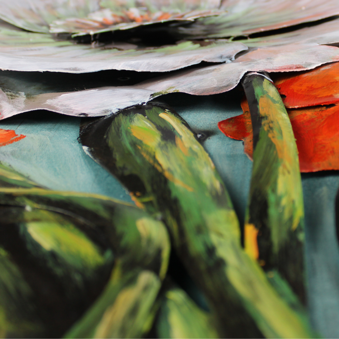 3D Schilderij Metaal - Flowers – 120x80cm