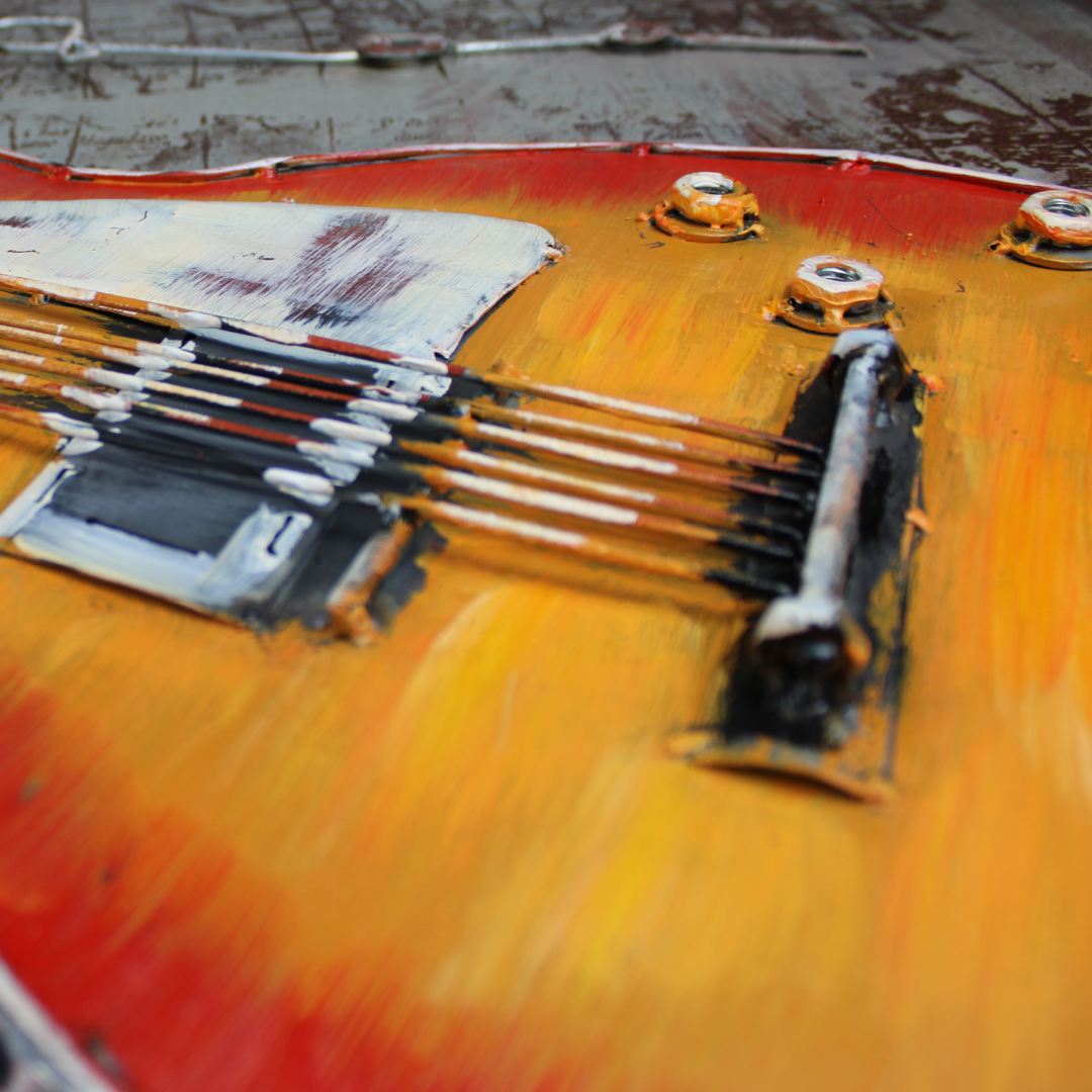 3D Schilderij Metaal - Gitaar – 120x80cm