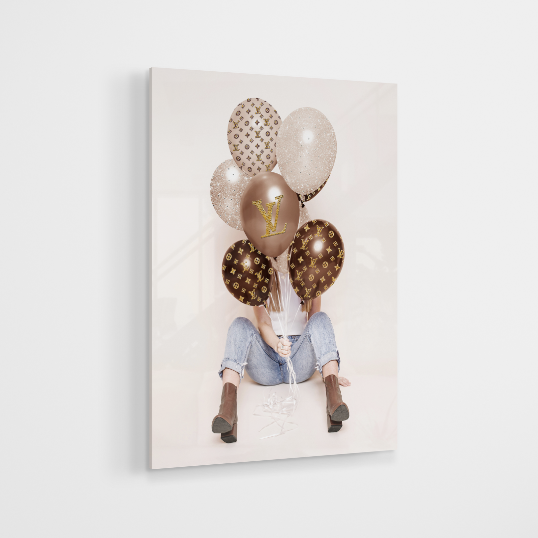 Strass Glasschilderij - Louis Vuitton Balloons - 60x80cm