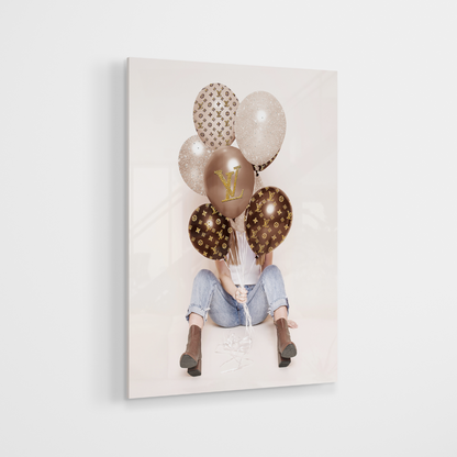 Strass Glasschilderij - Louis Vuitton Balloons - 60x80cm