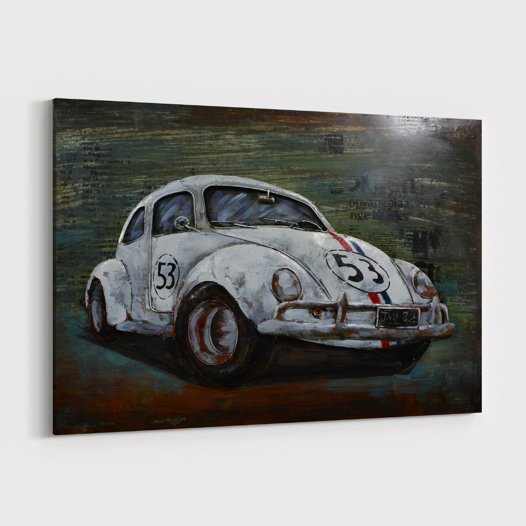 3D Schilderij Metaal - Oldtimer kever – 60x80cm