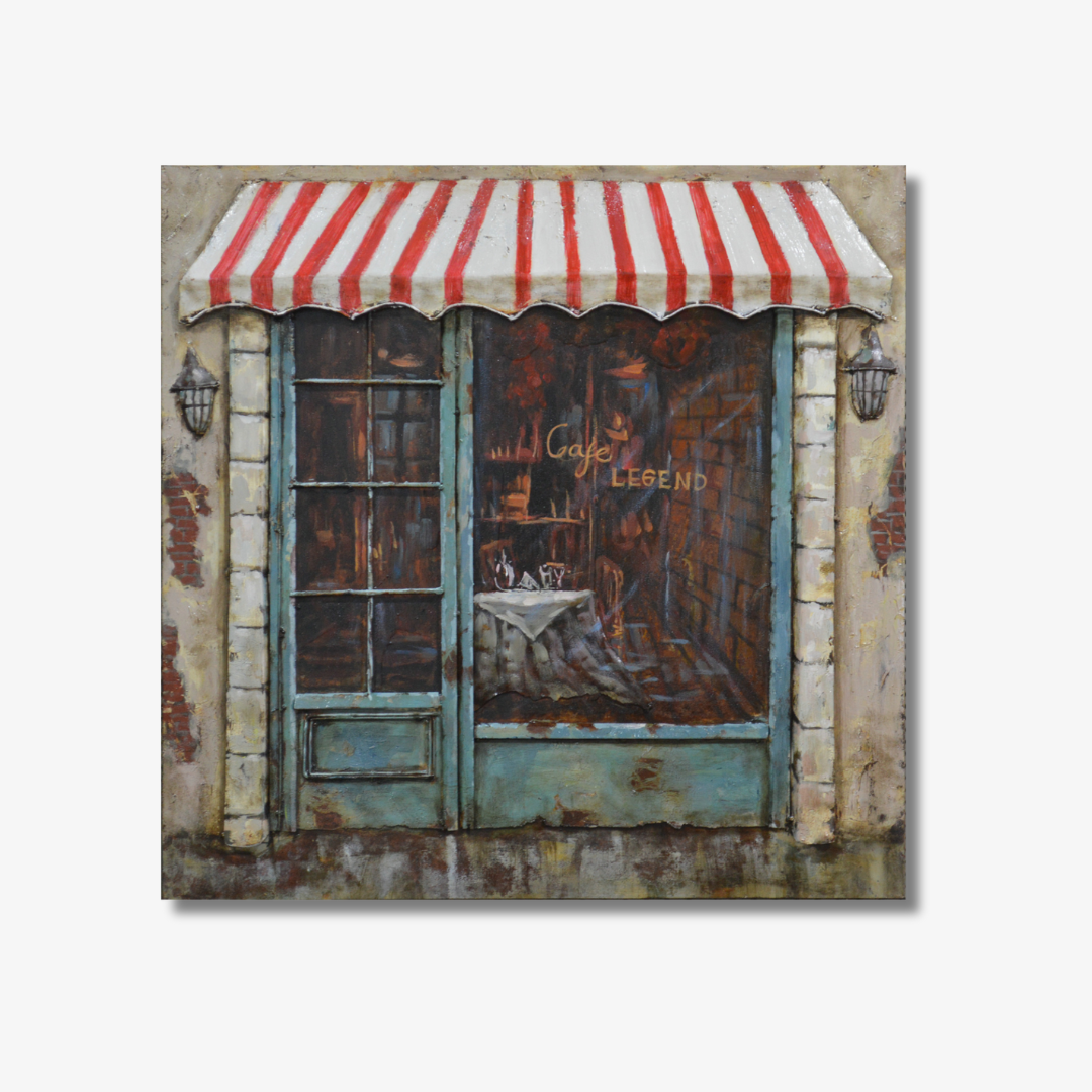 3D Schilderij Metaal - Paris coffee corner - 60x60cm