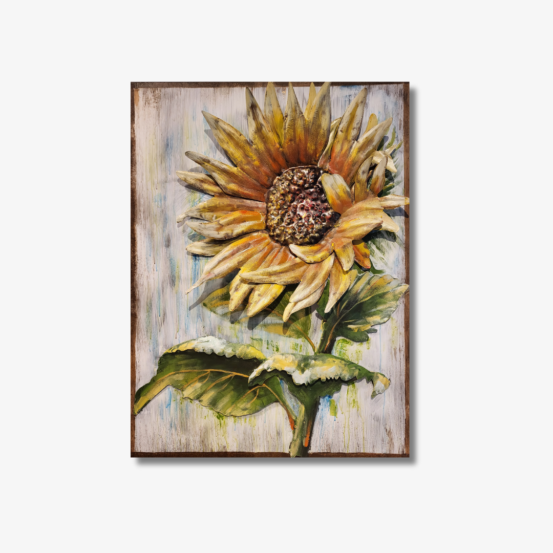 3D Schilderij Metaal - Sunflower - 60x80cm