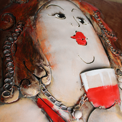 3D Schilderij Metaal - Dikke dames – 120x80cm