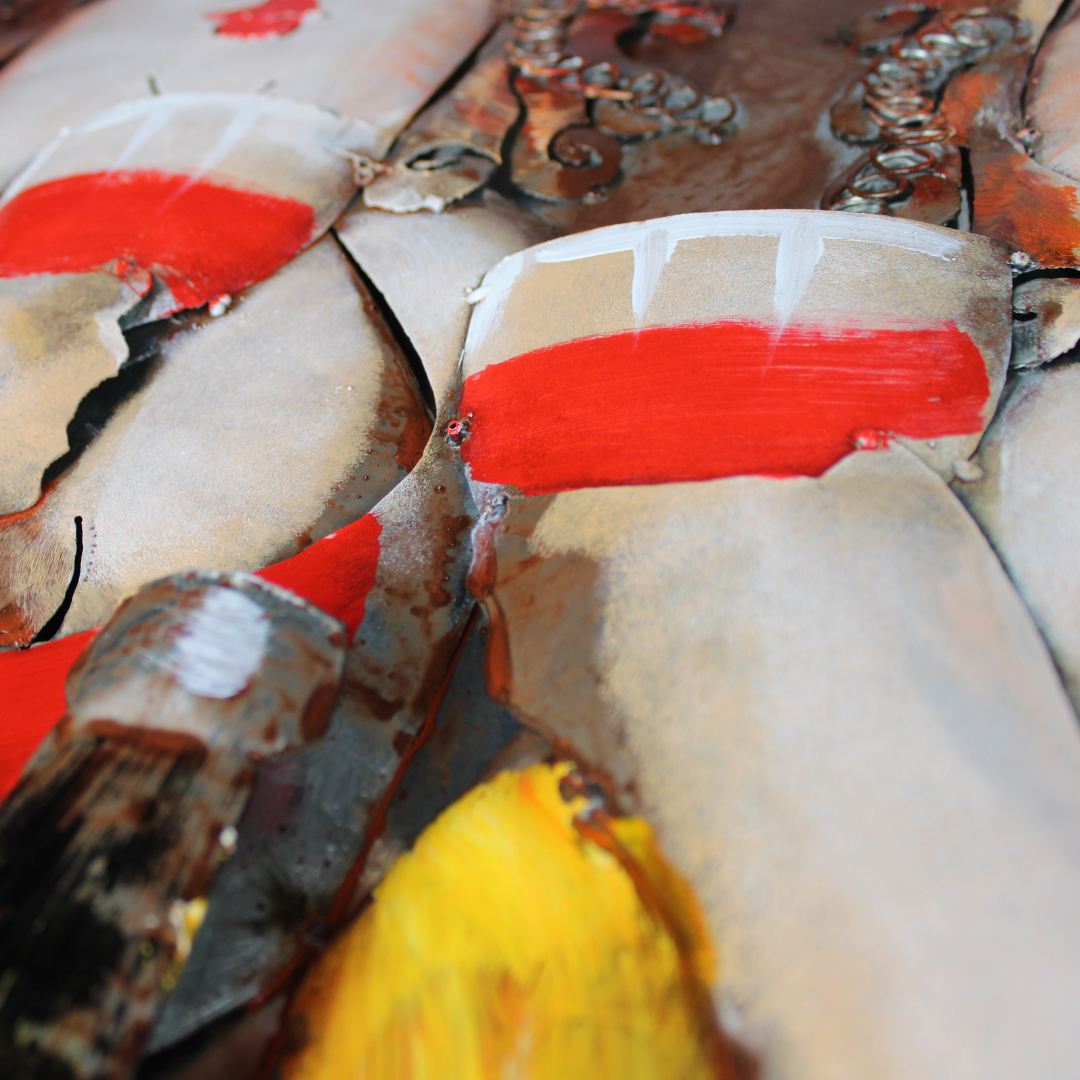 3D Schilderij Metaal - Dikke dames – 120x80cm