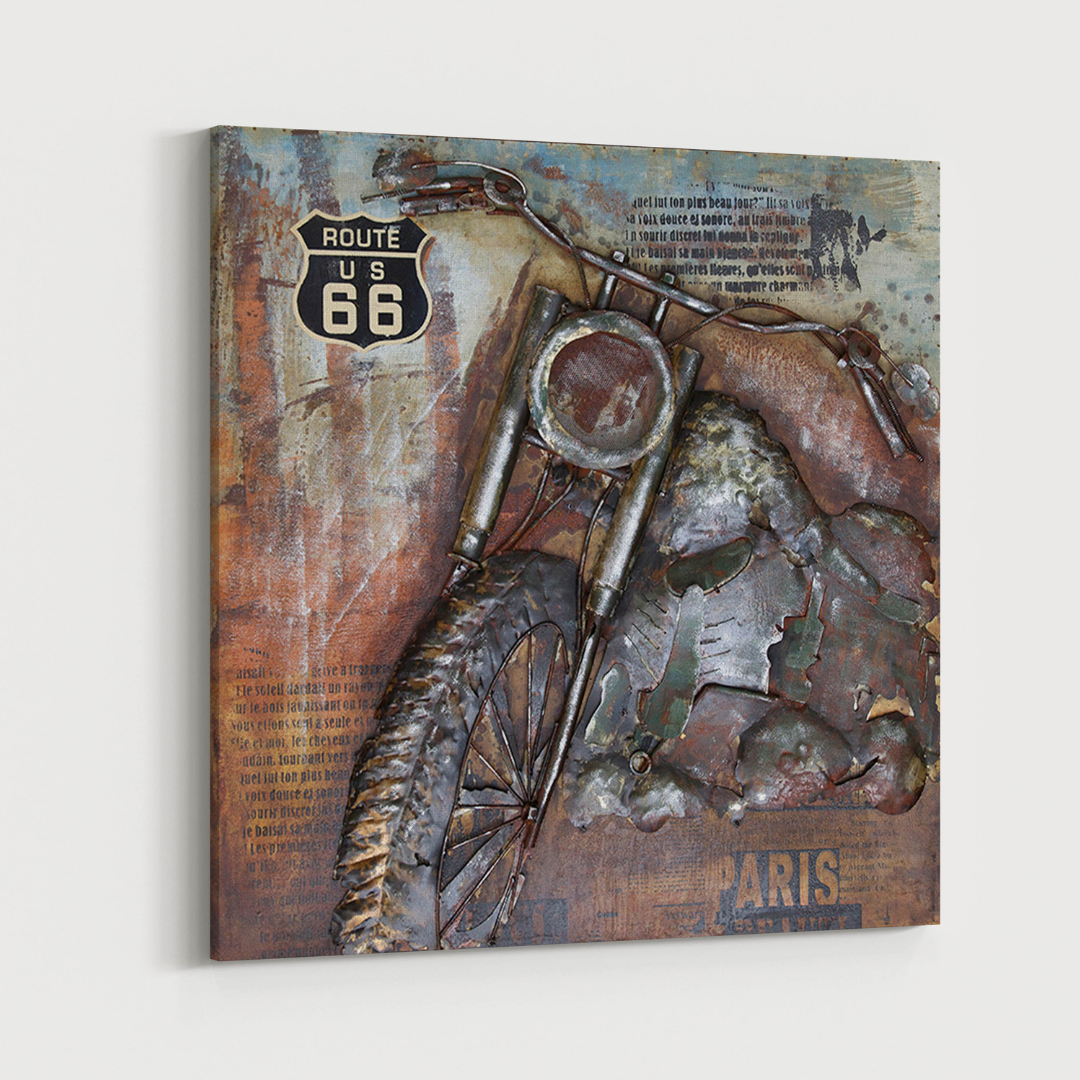 3D Schilderij Metaal - Harley davidson – 100x100cm