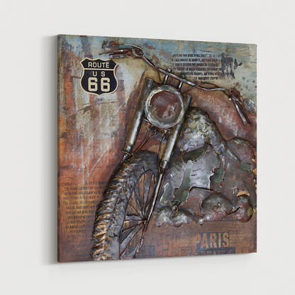 3D Schilderij Metaal - Harley davidson – 100x100cm