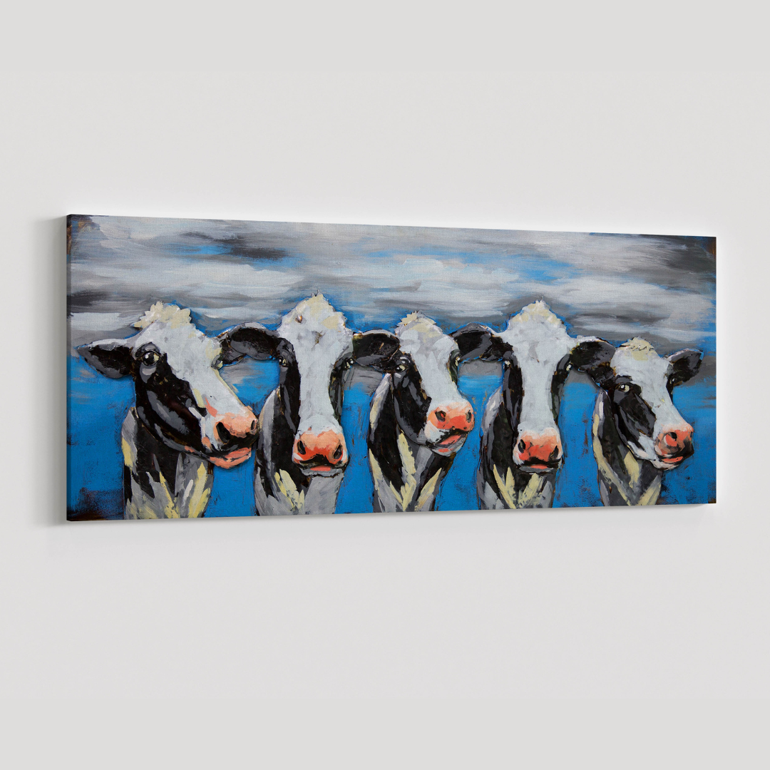 3D Schilderij Metaal - Koeien – 60x150cm