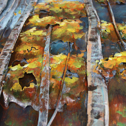 3D Schilderij Metaal - Herten in het bos – 120x80cm