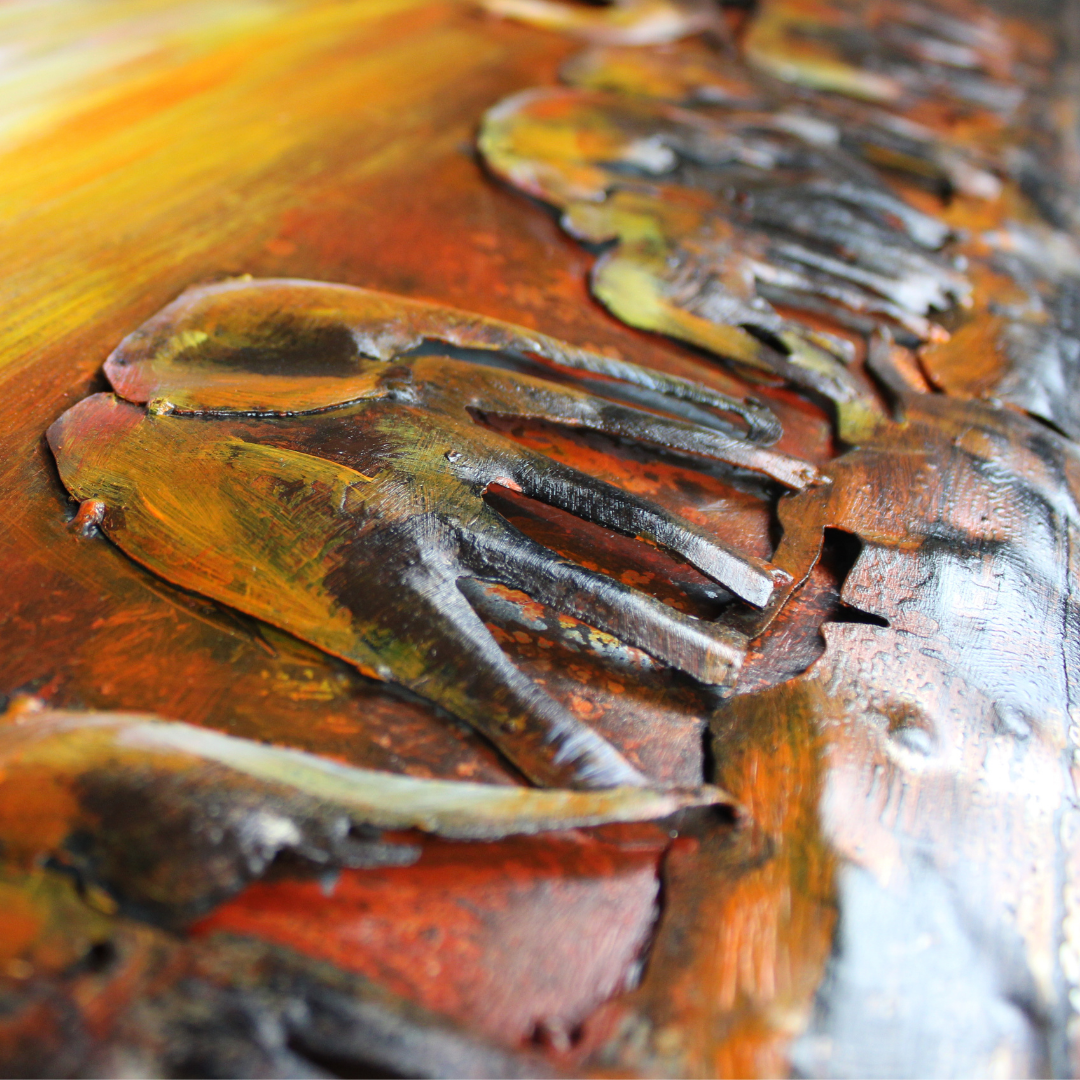 3D Schilderij Metaal - Elephants sunset – 120x80cm