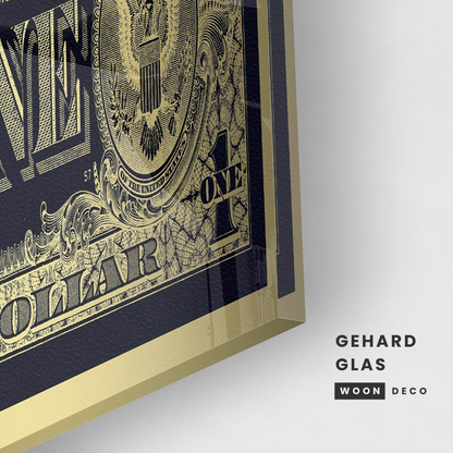 Glasschilderij - Golden dollar - 60x160cm