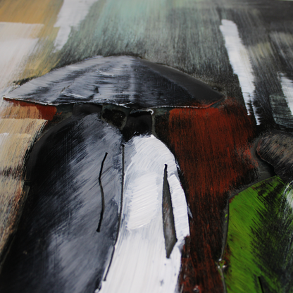 3D Schilderij Metaal - The red umbrella – 120x80cm