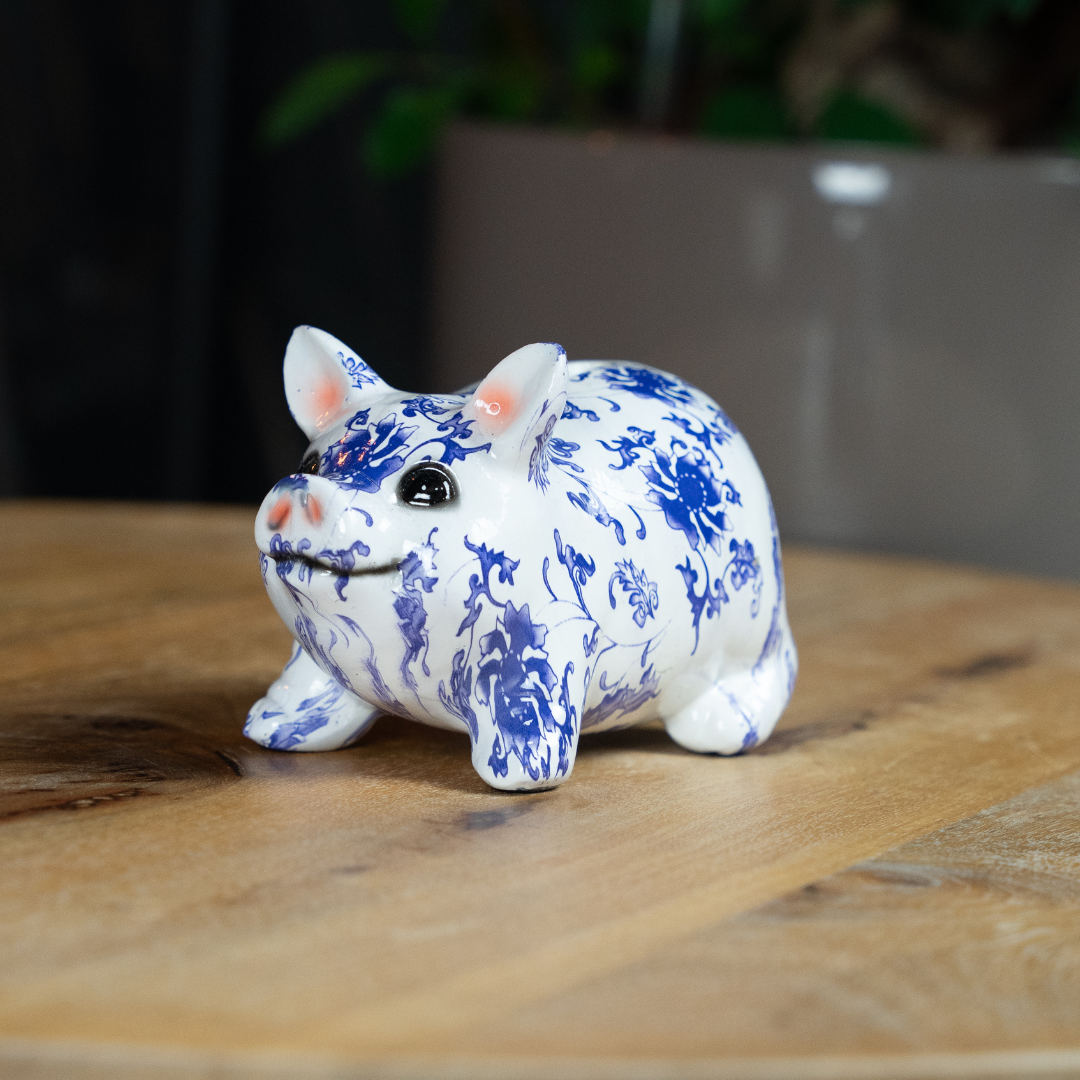 Spaarvarken - Delfts blauw - Polystone beeldje