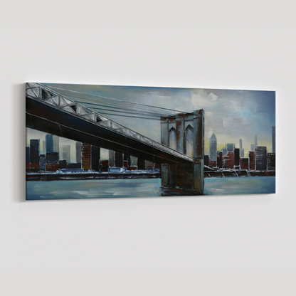 3D Schilderij Metaal - Brooklyn bridge – 60x150cm