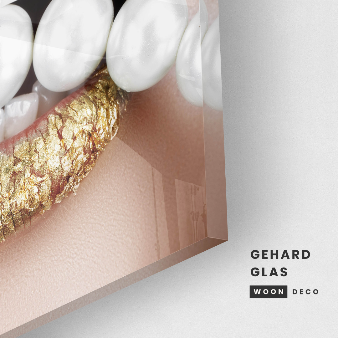 Glasschilderij - Pearls Gold - 80x80cm
