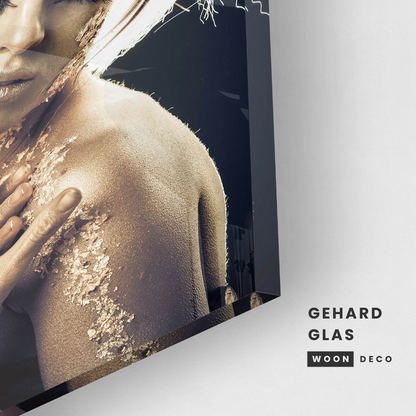 Glasschilderij - Gold hair - 80x120cm