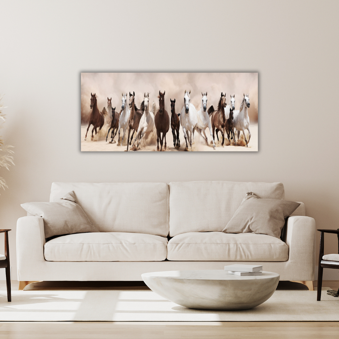 Glasschilderij - Horses - 60x160cm