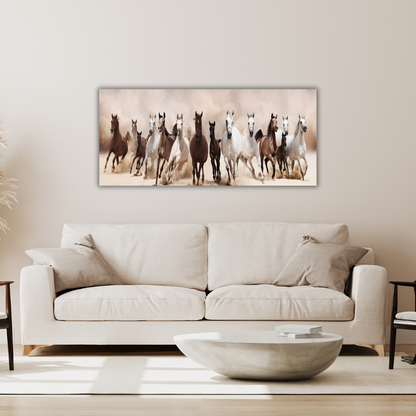 Glasschilderij - Horses - 60x160cm