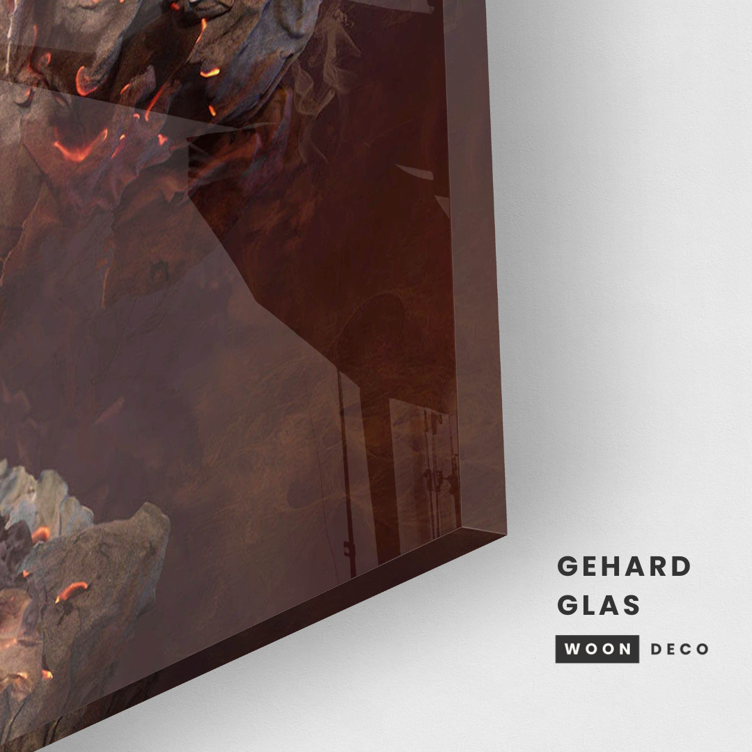 Glasschilderij - Burning paper - 80x80cm