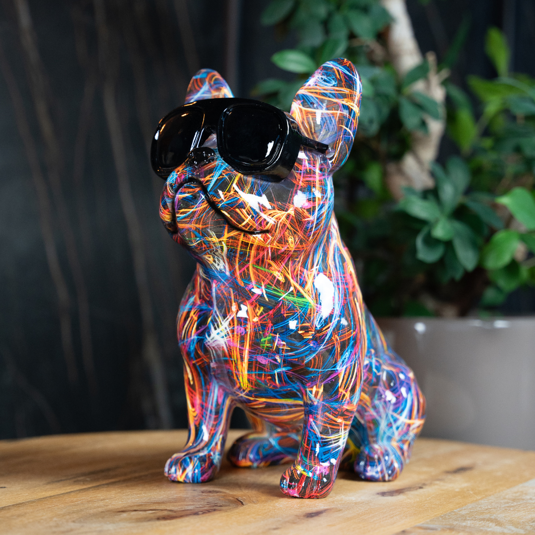 Bulldog met bril - Polystone beeldje