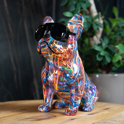 Bulldog met bril - Polystone beeldje