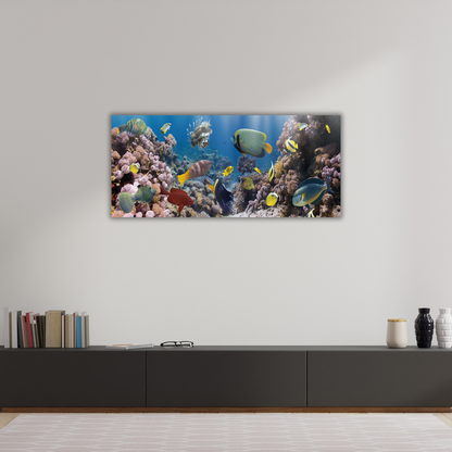 Glasschilderij - Underwater world - 60x160cm