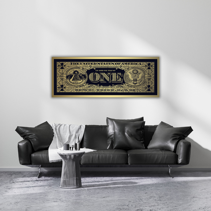 Glasschilderij - Golden dollar - 60x160cm
