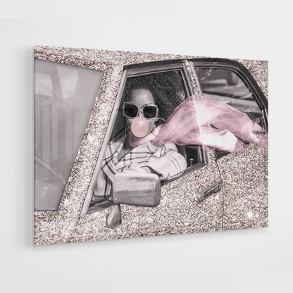 Glasschilderij – Bubblegum – 120x80cm