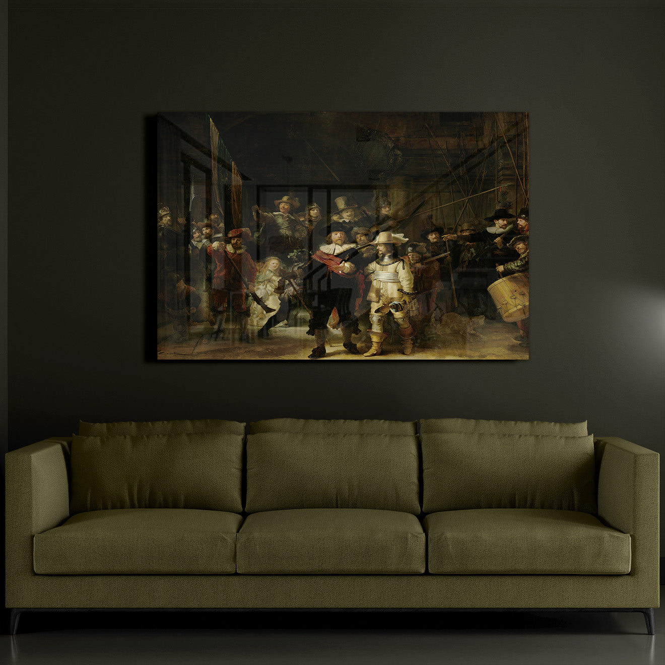 Glasschilderij - Nachtwacht - 120x80cm/150x100cm
