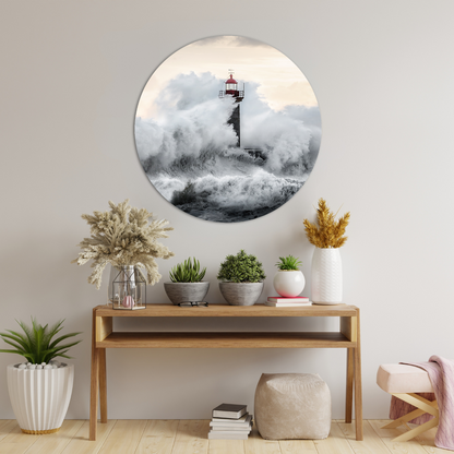 Glasschilderij - Vuurtoren - 80cm rond