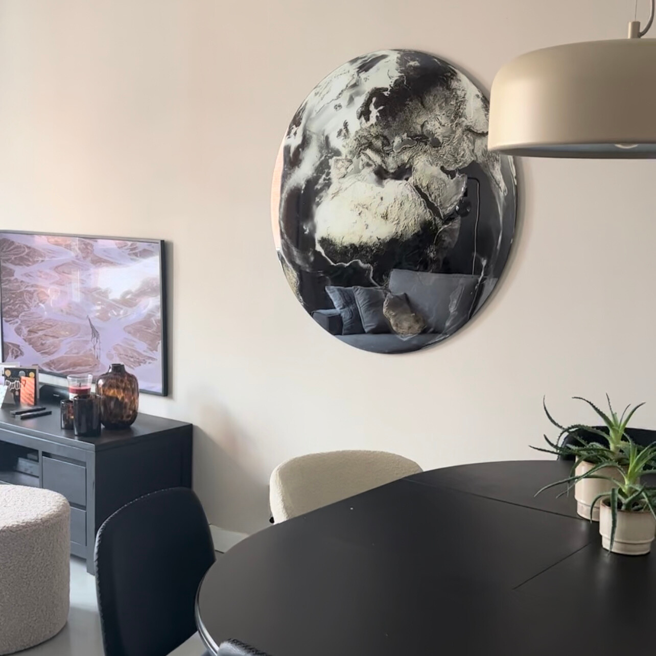 Glasschilderij - Black Earth - 100cm rond