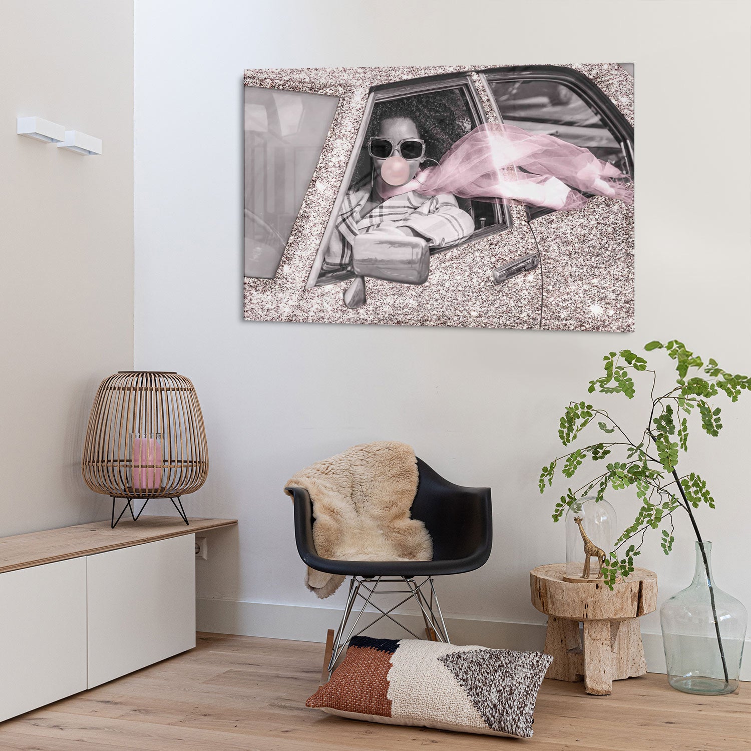 Glasschilderij – Bubblegum – 120x80cm