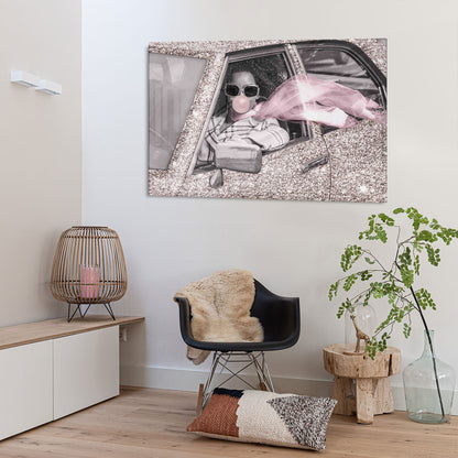 Glasschilderij – Bubblegum – 120x80cm