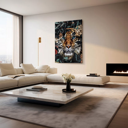 Glasschilderij - Velvet tiger - 80x120cm