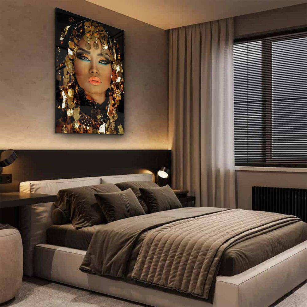 Glasschilderij - Golden Elegance - 80x120cm